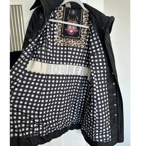 Bogner Women's Black Down Embroidered Puffer Mid Length Coat, Size 6, Like New - Picture 11 of 12